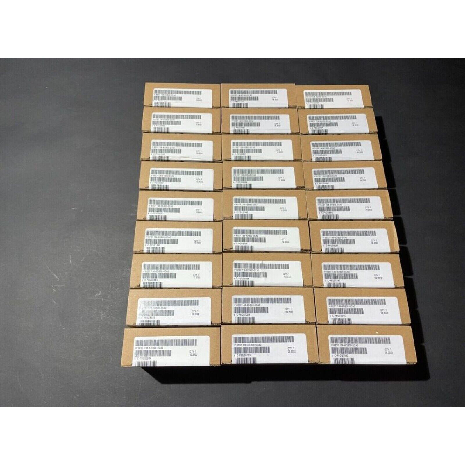 Siemens SIMATIC DP Electronics Modules, boxes arranged. Industrial automation parts.