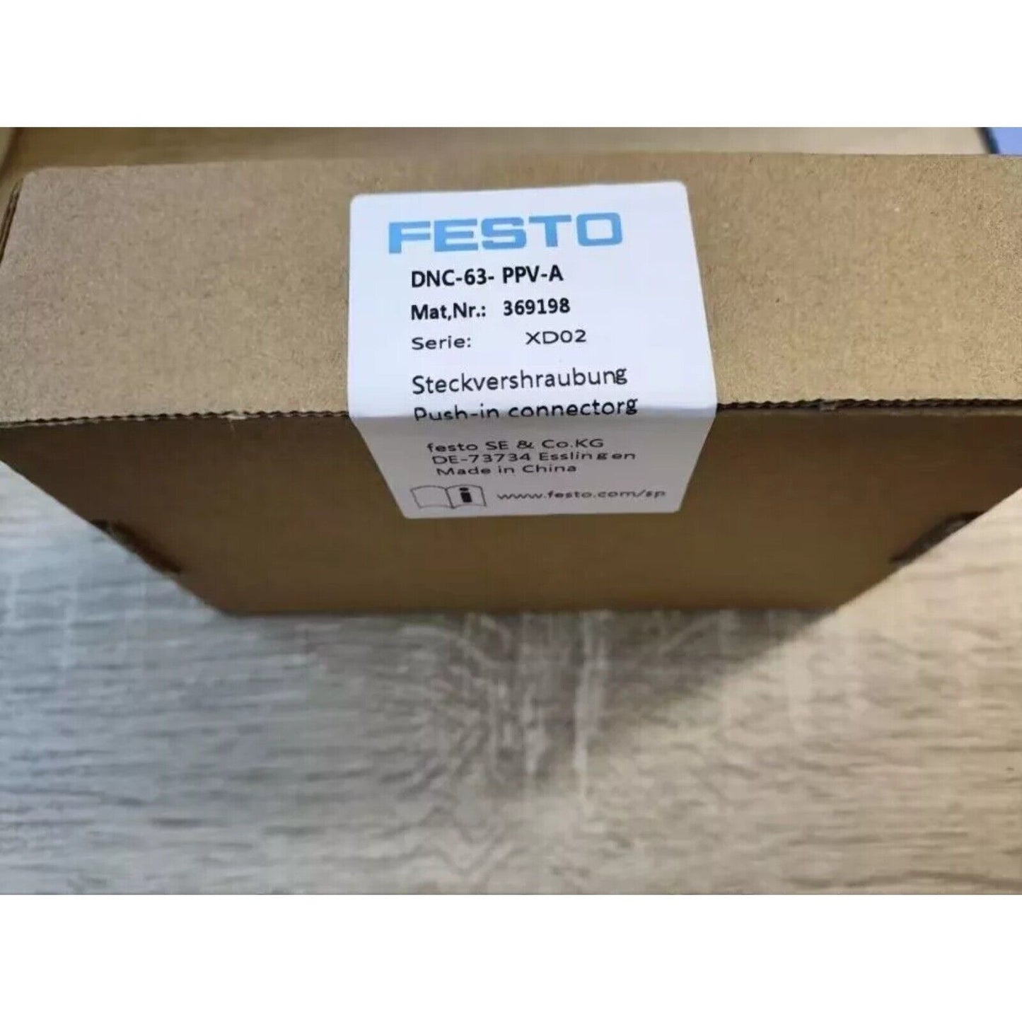 FESTO DNC-63-PPV-A Air Cylinder Maintenance Kit box, product packaging, push-in connector