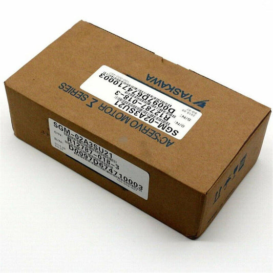 Yaskawa Servo Motor SGM-02A3SU21 in box. Industrial automation parts.
