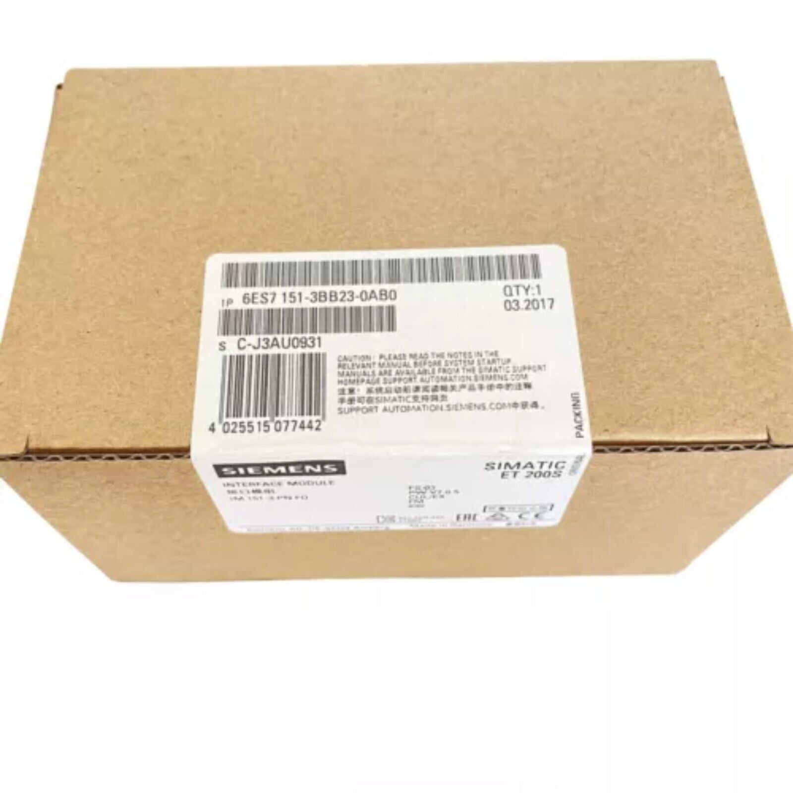 Siemens SIMATIC ET 200S Interface Module 6ES7151-3BB23-0AB0, industrial automation part, boxed
