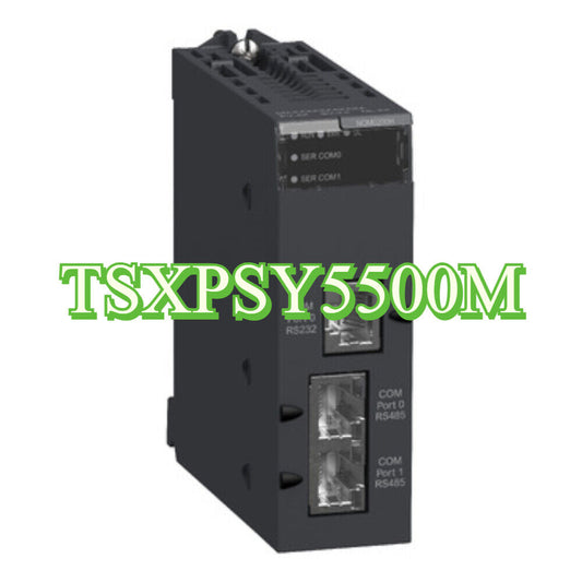 Schneider TSXPSY5500M PLC power supply module with RS232 and RS485 ports