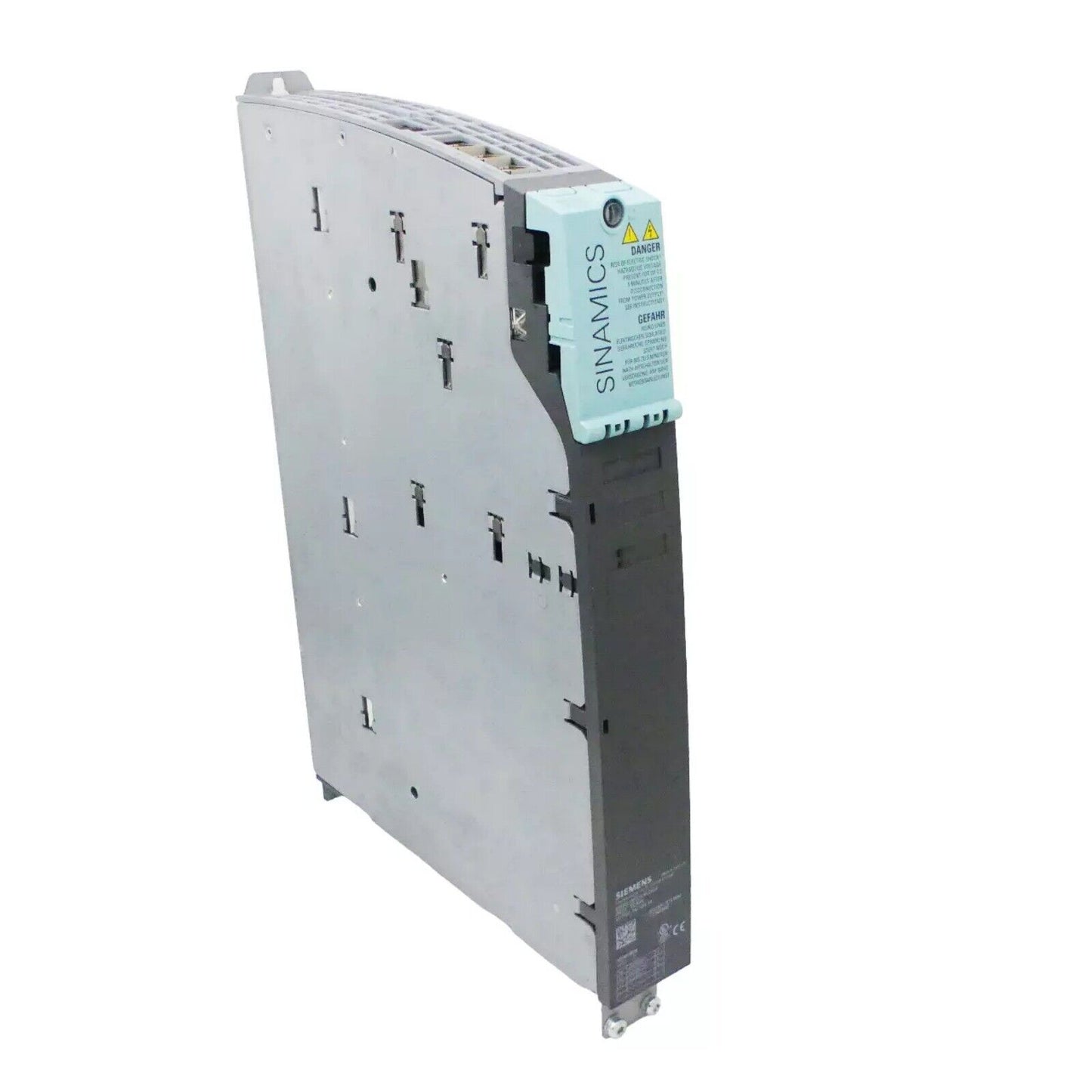 SINAMICS S120 power module, silver casing with blue details. For industrial automation, CNC, and robotics applications.