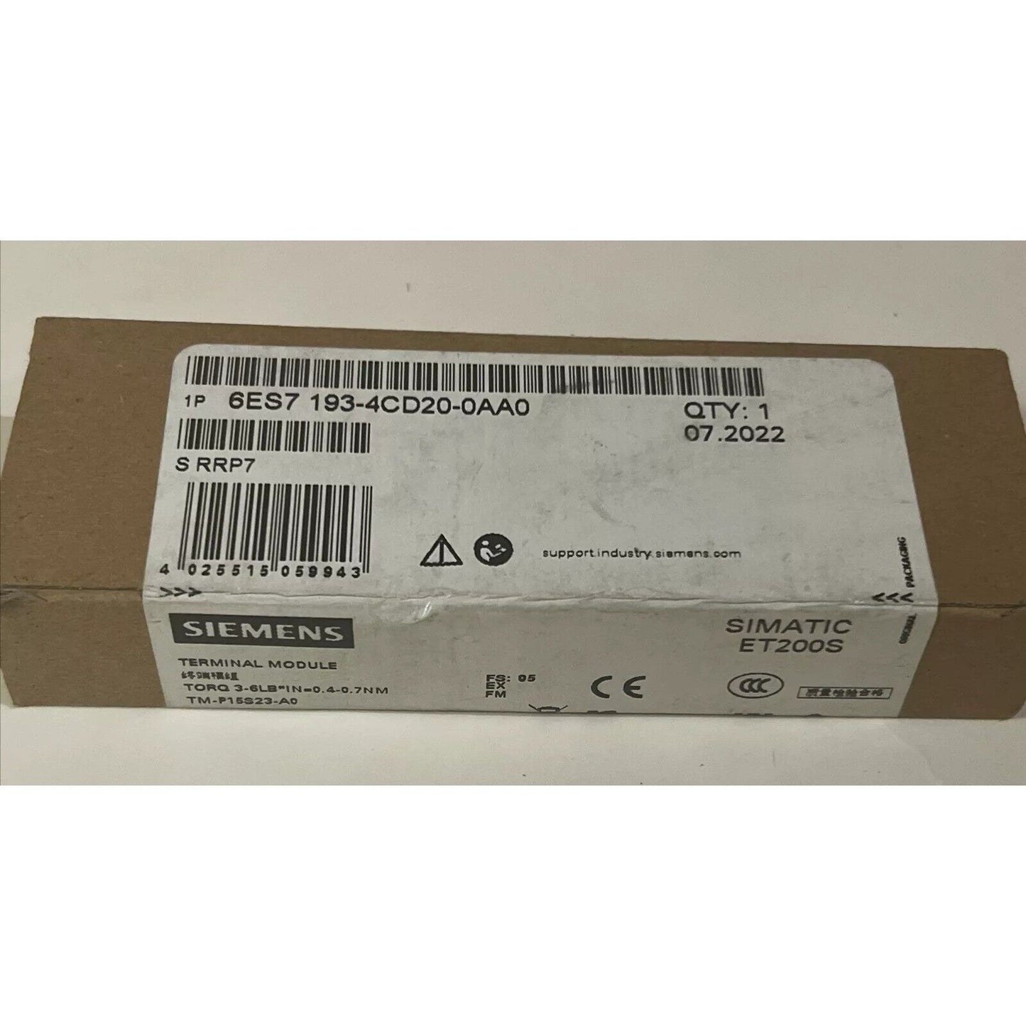 Siemens SIMATIC ET 200SP terminal module box 6ES7193-4CD20-0AA0, product packaging