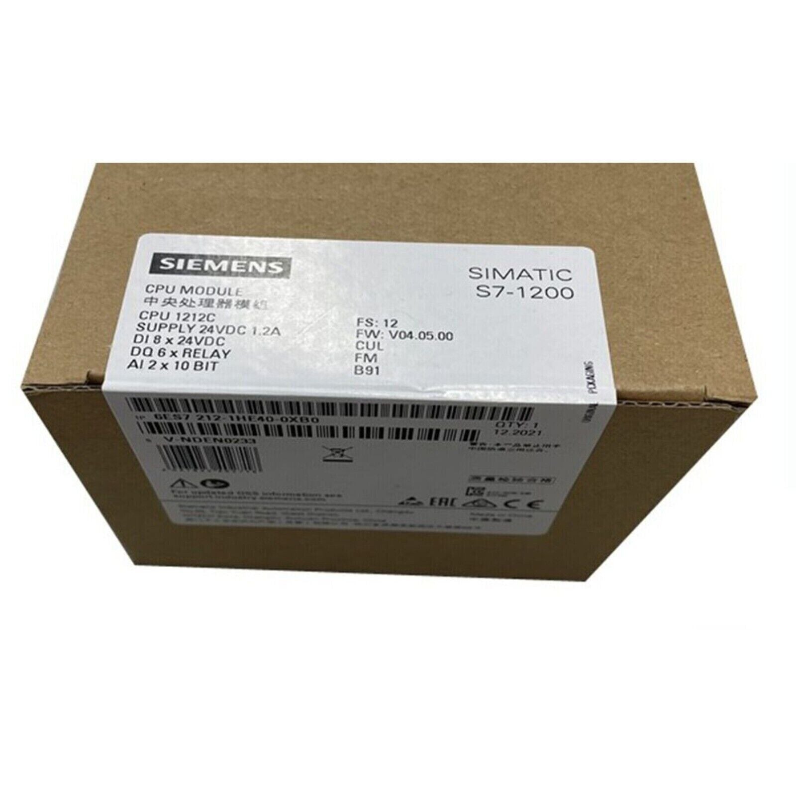 Siemens SIMATIC S7-1200 CPU 1212C PLC module in original packaging, industrial automation part.