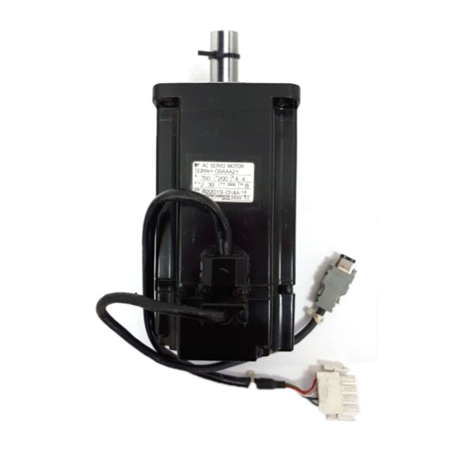 Yaskawa SGMAH-08AAA21 AC Servo Motor, black with cable and connectors, industrial automation part.