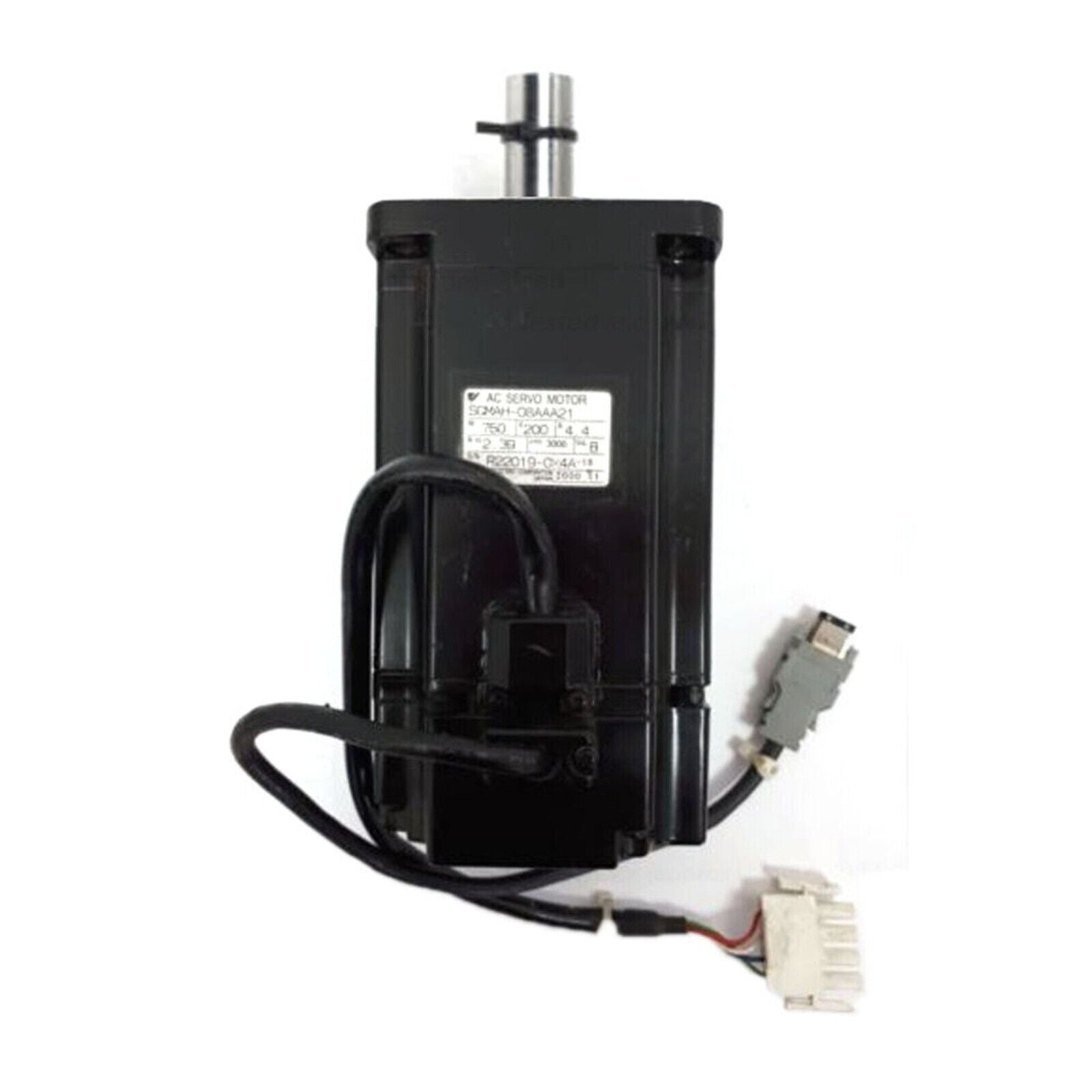 Yaskawa SGMAH-08AAA21 AC Servo Motor, black with cable and connectors, industrial automation part.