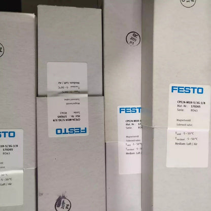 FESTO CPE24-M1H-5/3G-3/8 Solenoid Valve, Industrial Automation Part, with specifications label.