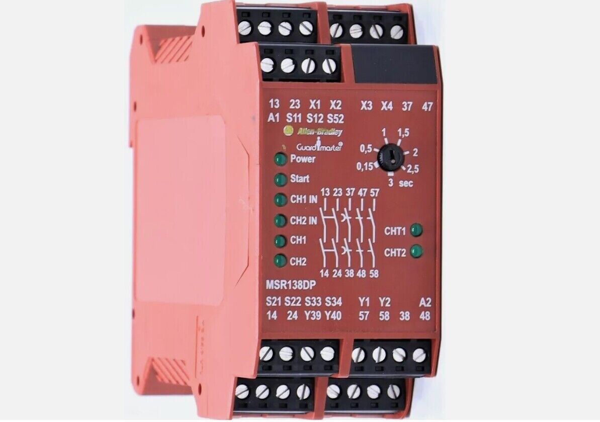 Allen-Bradley MSR138DP Safety Relay, red, for industrial automation