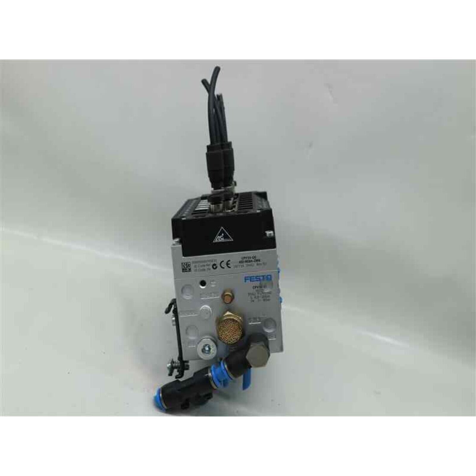 Festo CPV10-GE-ASI-8E8A-ZM8 Valve Terminal, industrial automation part, silver and black with cables and connectors
