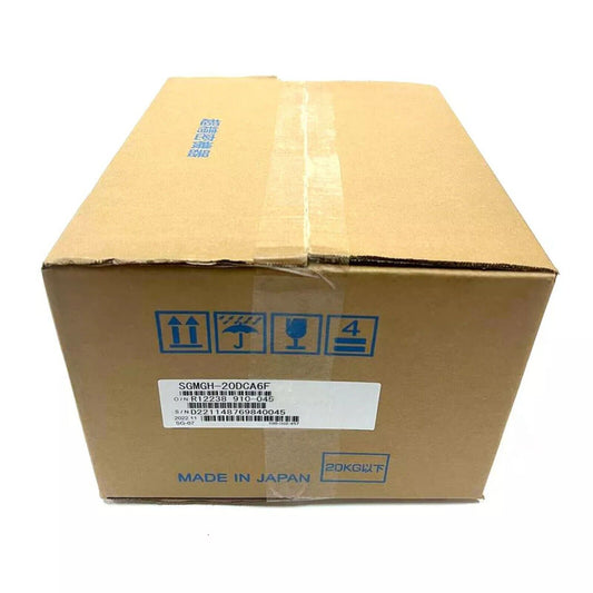 YASKAWA SGMGH-20DCA6F Servo Motor in brown cardboard box, Made in Japan, fast shipping, industrial automation parts.