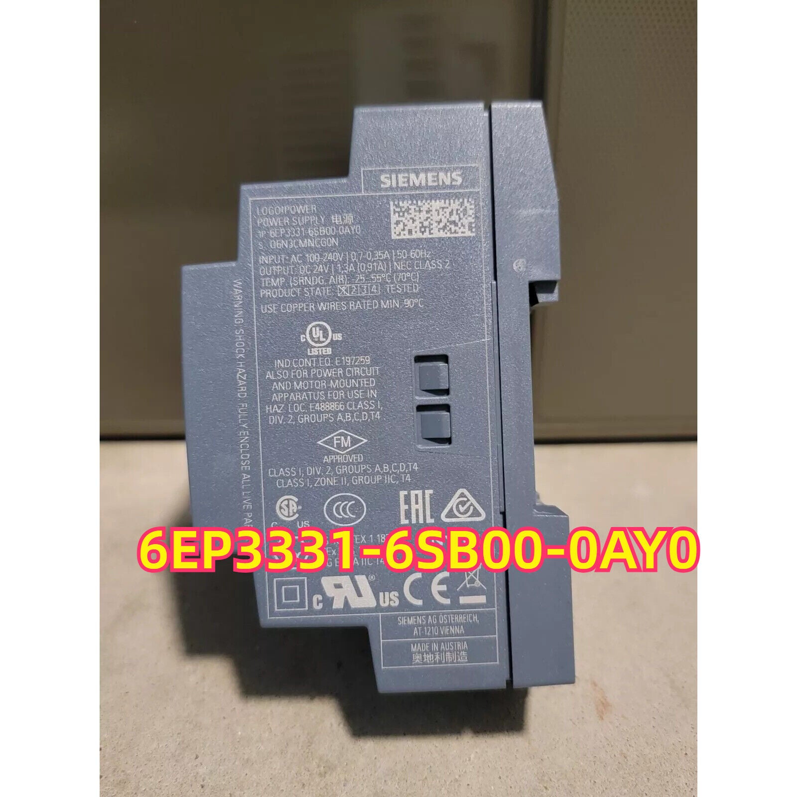 Siemens 6EP3331-6SB00-0AY0 power supply for PLC systems, industrial automation parts