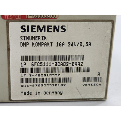 Siemens SINUMERIK DMP KOMPAKT 16A 24V/0.5A Electronic Module 6FC5111-0CA02-0AA2, industrial automation part
