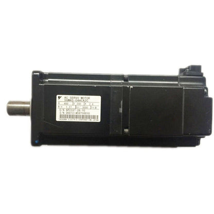 Yaskawa SGMAS-04ACA2C AC servo motor, black industrial automation part with specs label.