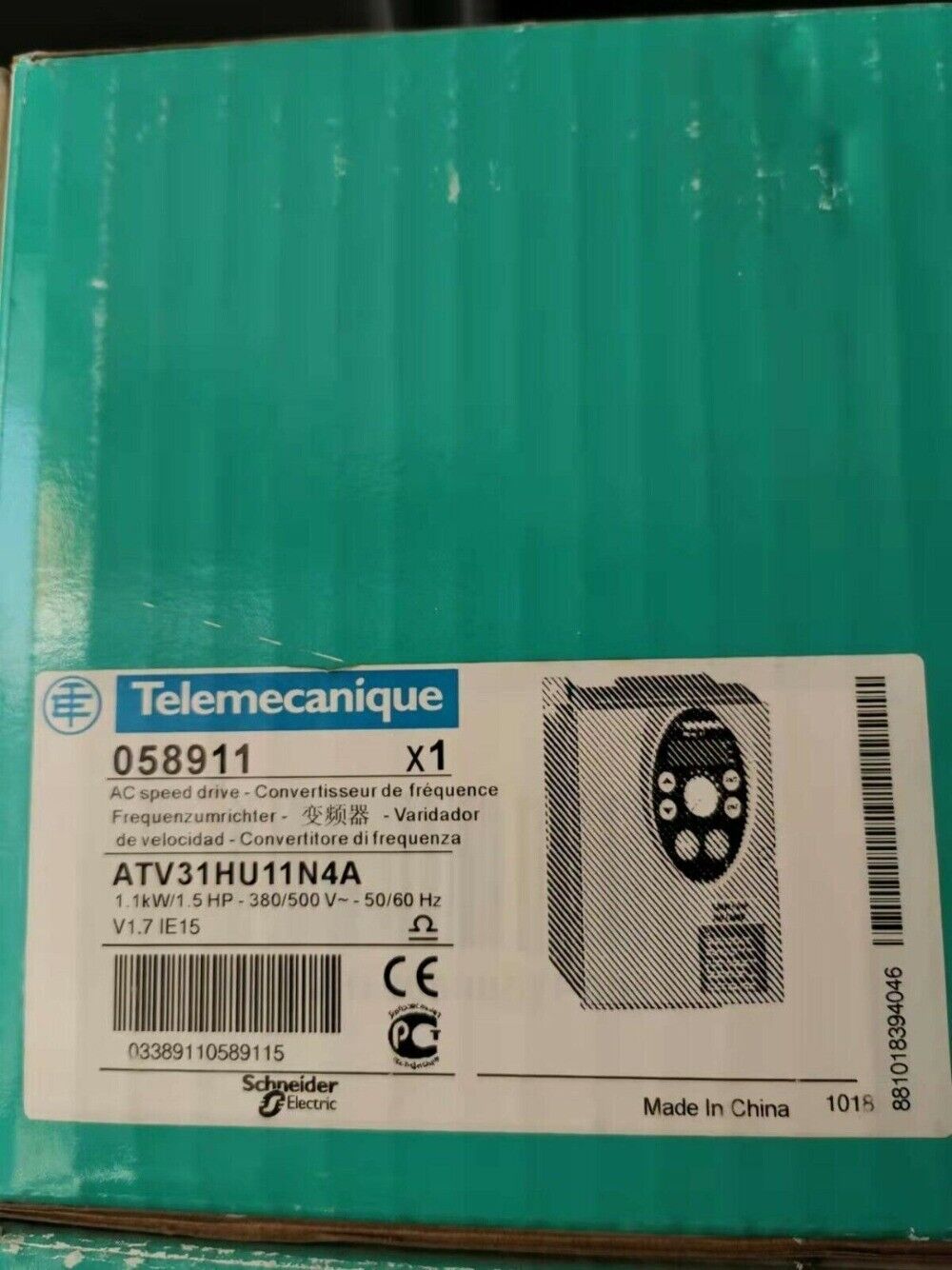 Schneider ATV31HU11N4A AC Speed Drive, New in Box