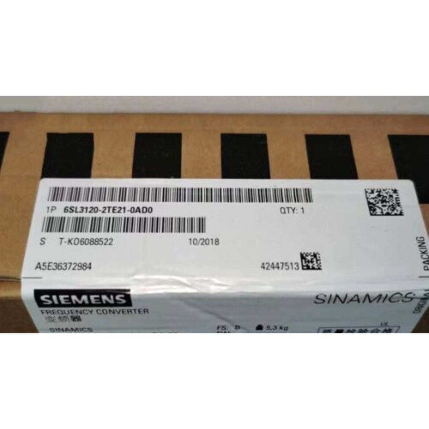 Siemens SINAMICS S120 Single Motor Module box, part number 6SL3120-2TE21-0AD0, industrial automation equipment.