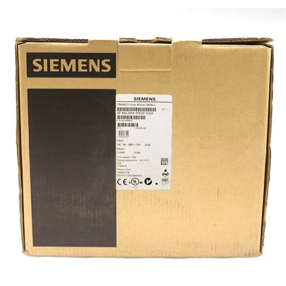 Siemens SINAMICS PM240-2 power module in original packaging. Model 6SL3210-1PE22-7UL0, industrial automation part.