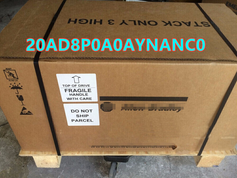 Allen-Bradley PowerFlex 70 AC Drive box, model 20AD8P0A0AYNANC0, packaged for shipment.