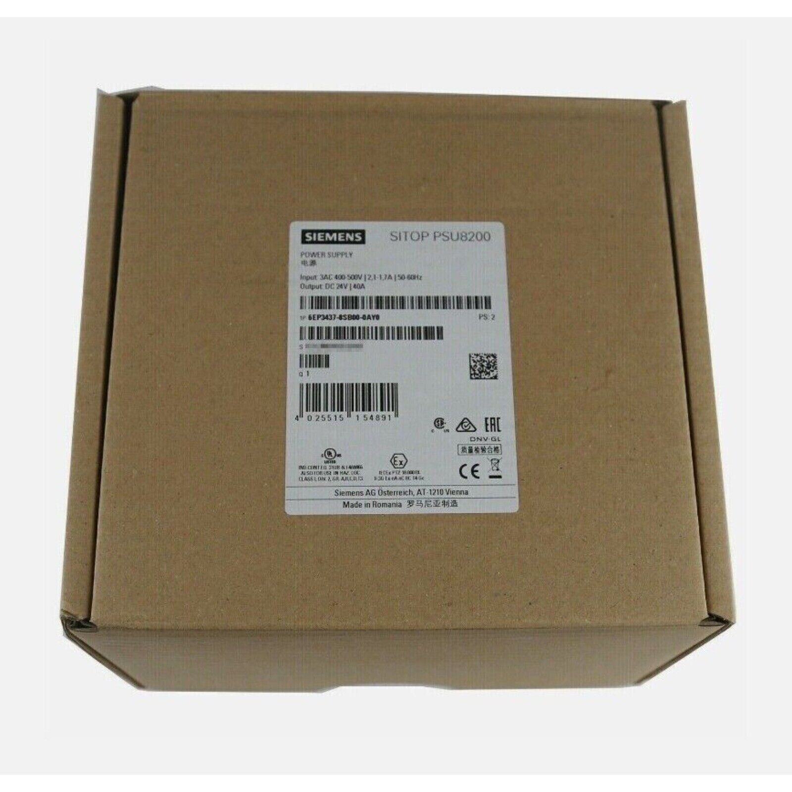 Siemens SITOP PSU8200 power supply unit box. Model 6EP3437-8SB00-0AY0, industrial automation part.
