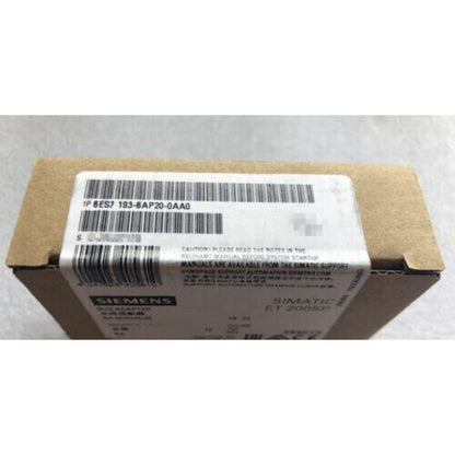 Siemens SIMATIC ET 200SP BusAdapter packaging, showing product details and part number.