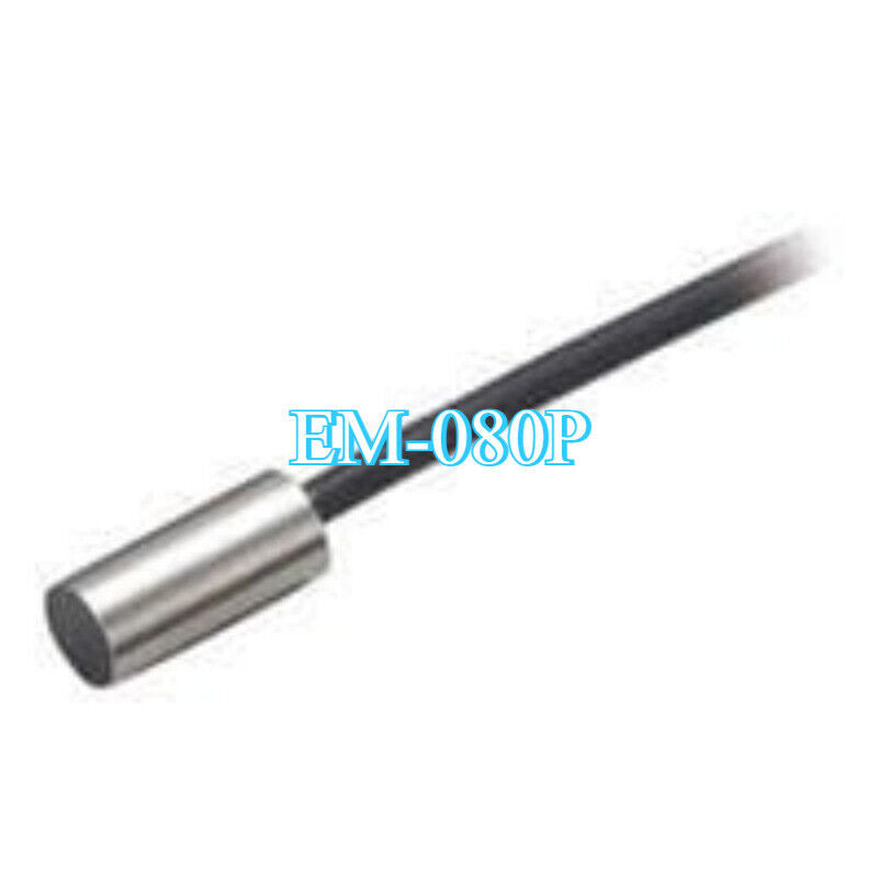 Keyence EM-080P Proximity Sensor Switch, new in box, with black cable and stainless steel sensor head.