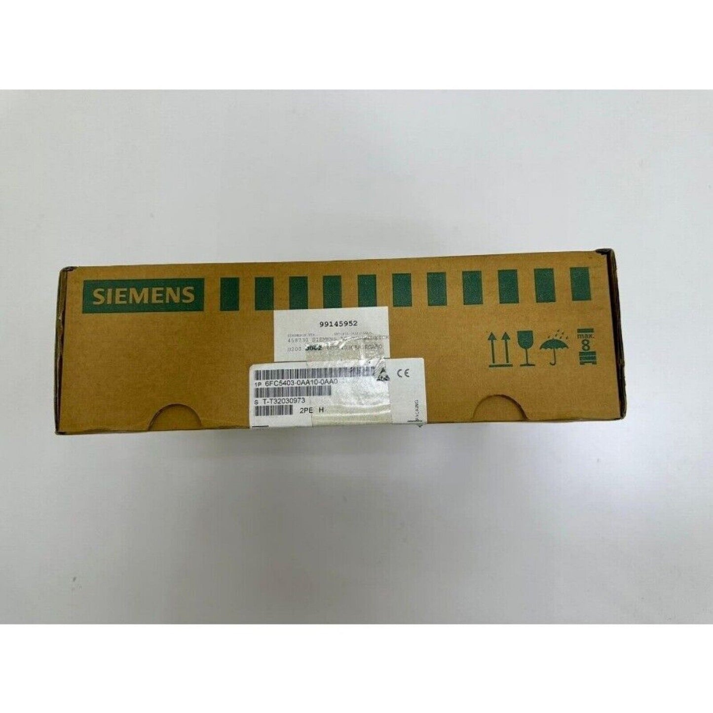 Siemens SINUMERIK 6FC5403-0AA10-0AA0 industrial part packaging box, brown cardboard, product label visible.