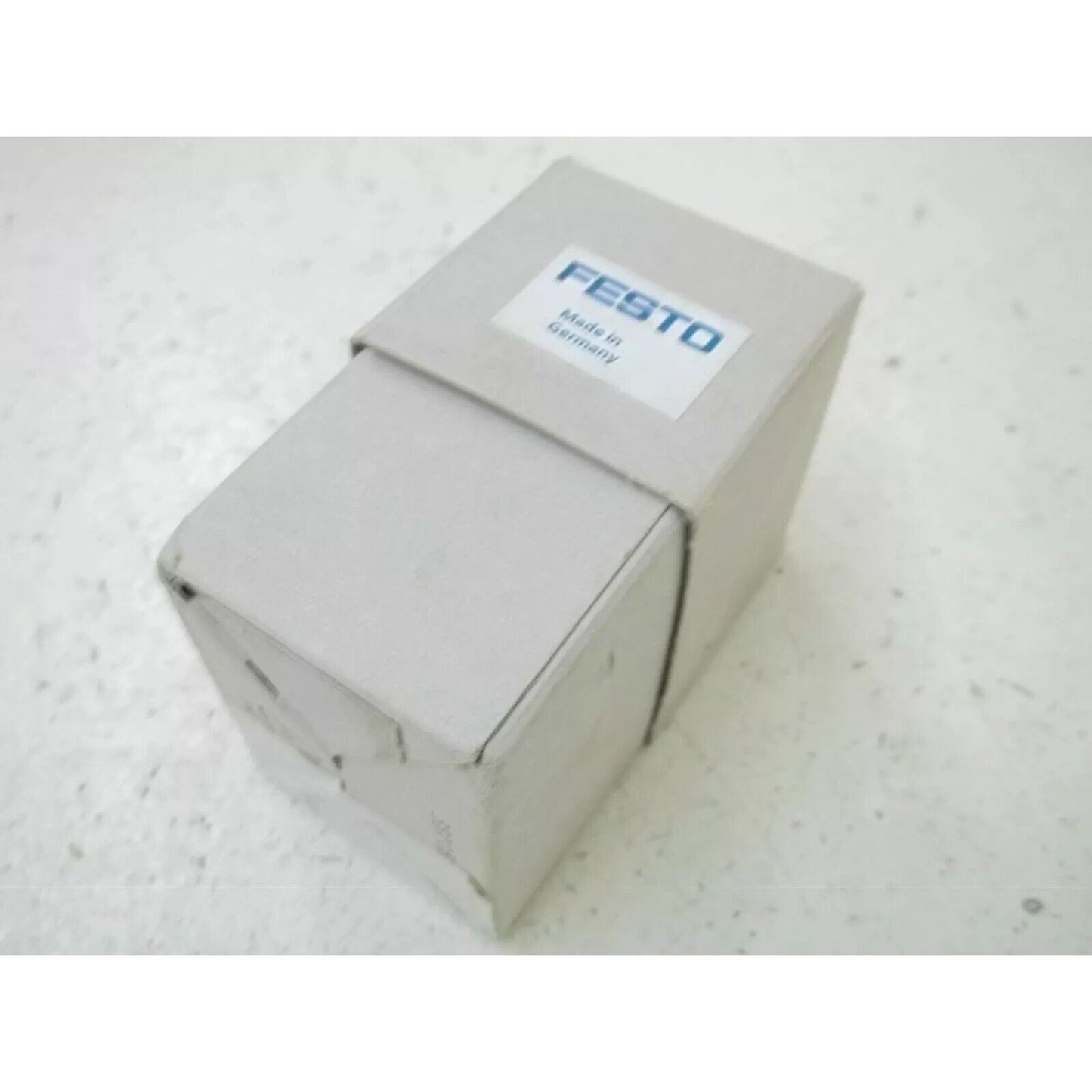 Festo ADVU-25-5-P-A short-stroke cylinder in box, Made in Germany, industrial automation part.