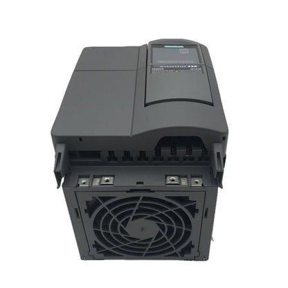 Siemens MICROMASTER 430 industrial drive, dark grey color, front view showing fan and model details, 6SE6430-2UD31-1CA0.