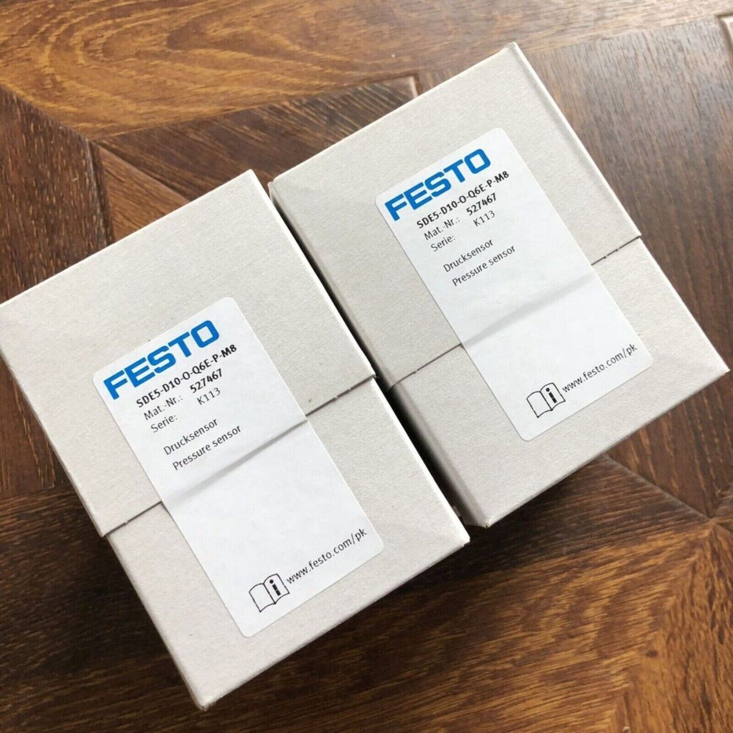 Festo SDE5-D10-O-Q6E-P-M8 pressure sensor boxes, new industrial automation part.