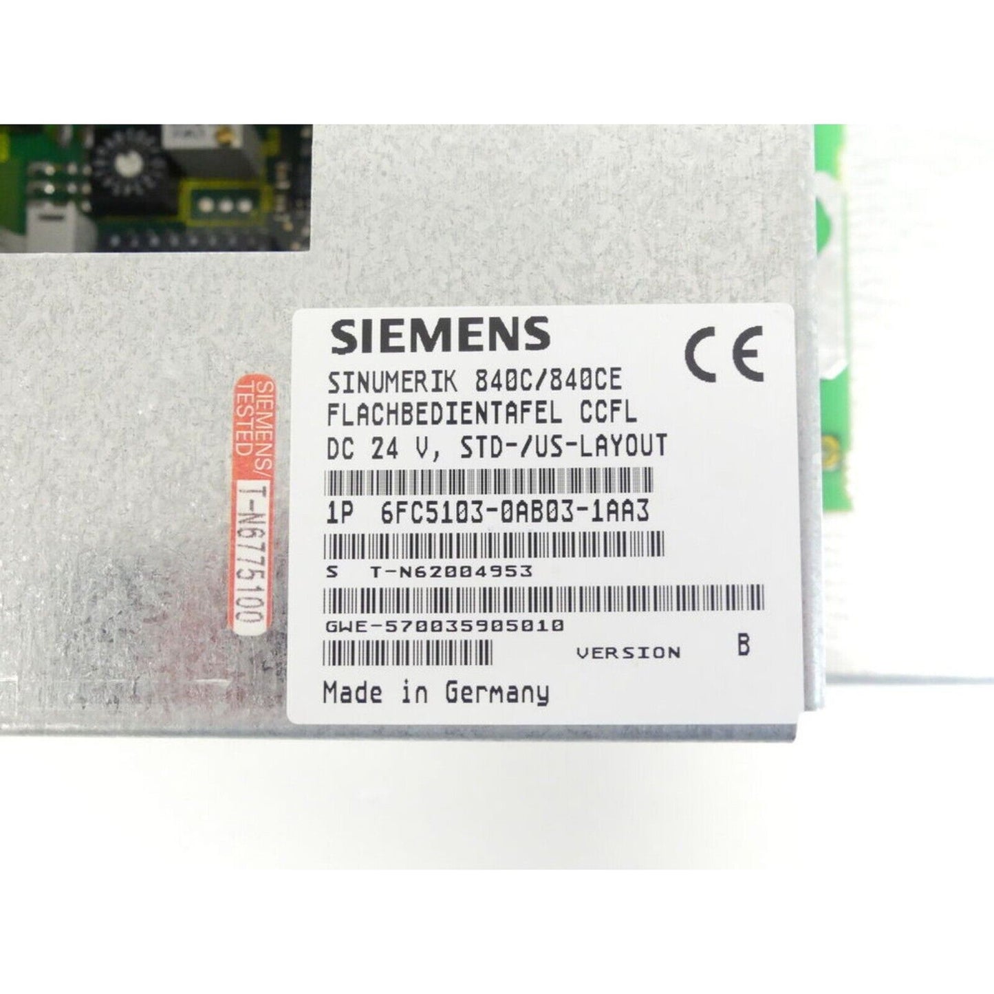 Siemens 6FC5103-0AB03-1AA3 840C/840CE operator panel for PLC systems, Made in Germany, featuring CE certification.