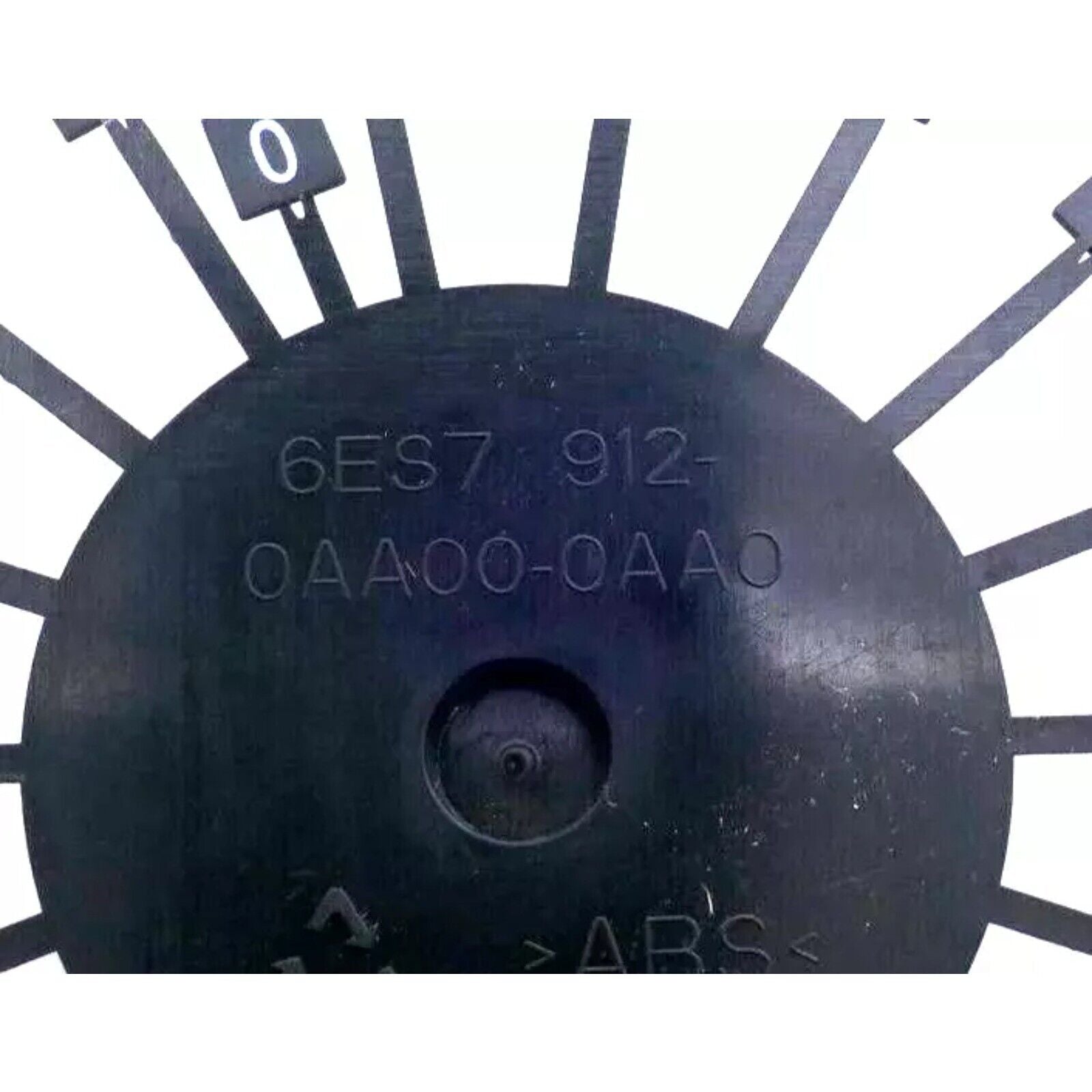 Siemens 6ES7 912-0AA00-0AA0 mounting space label, black ABS plastic with part number markings for PLC automation.