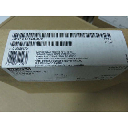 SIMATIC S7-1500 CPU 1511-1 PN 6ES7511-1AK01-0AB0 packaging. Siemens industrial automation part.