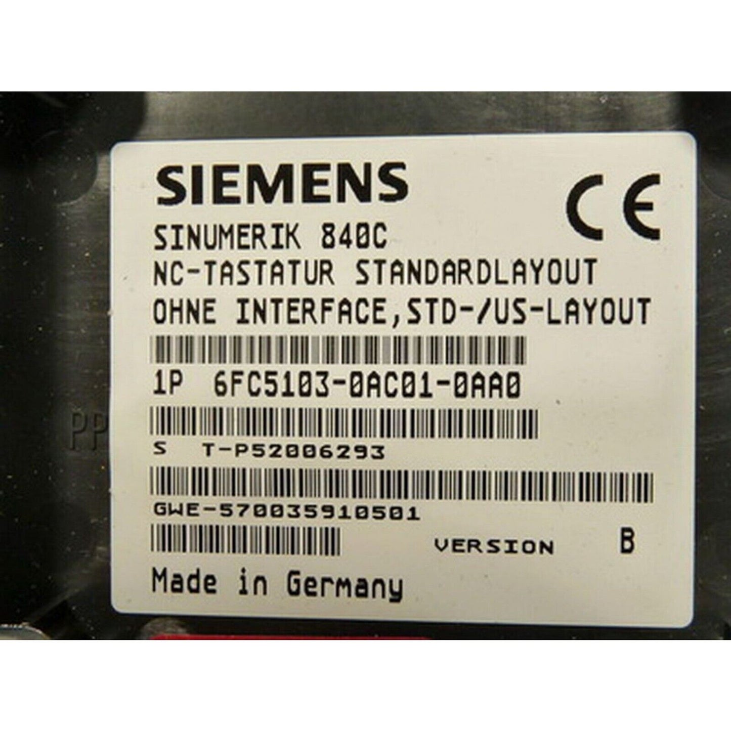 PLC | Siemens | 6FC5103-0AC01-0AA0 6FC5 103-0AC01-0AA0 840C/840CE CNC Full Keyboard