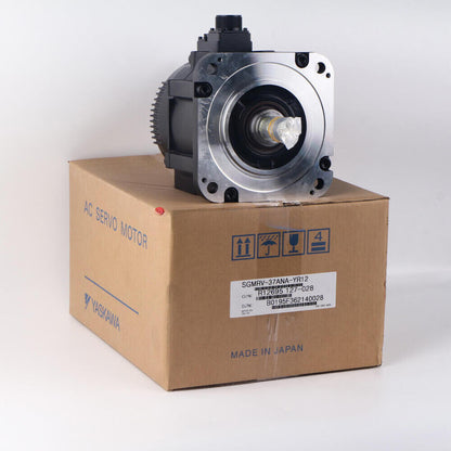 YASKAWA SGMRV-37ANA-YR12 AC Servo Motor on Box. Made in Japan. Industrial Automation Part.