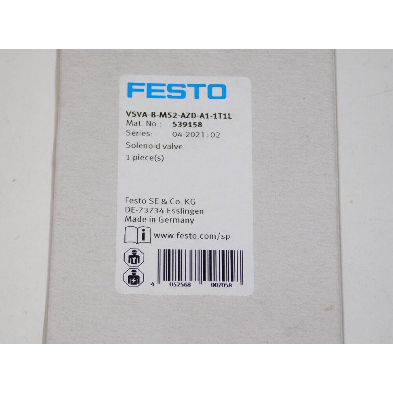 Festo VSVA-B-M52-AZD-A1-1T1L Solenoid Valve Module, Industrial Automation Part, Model 539158, Made in Germany
