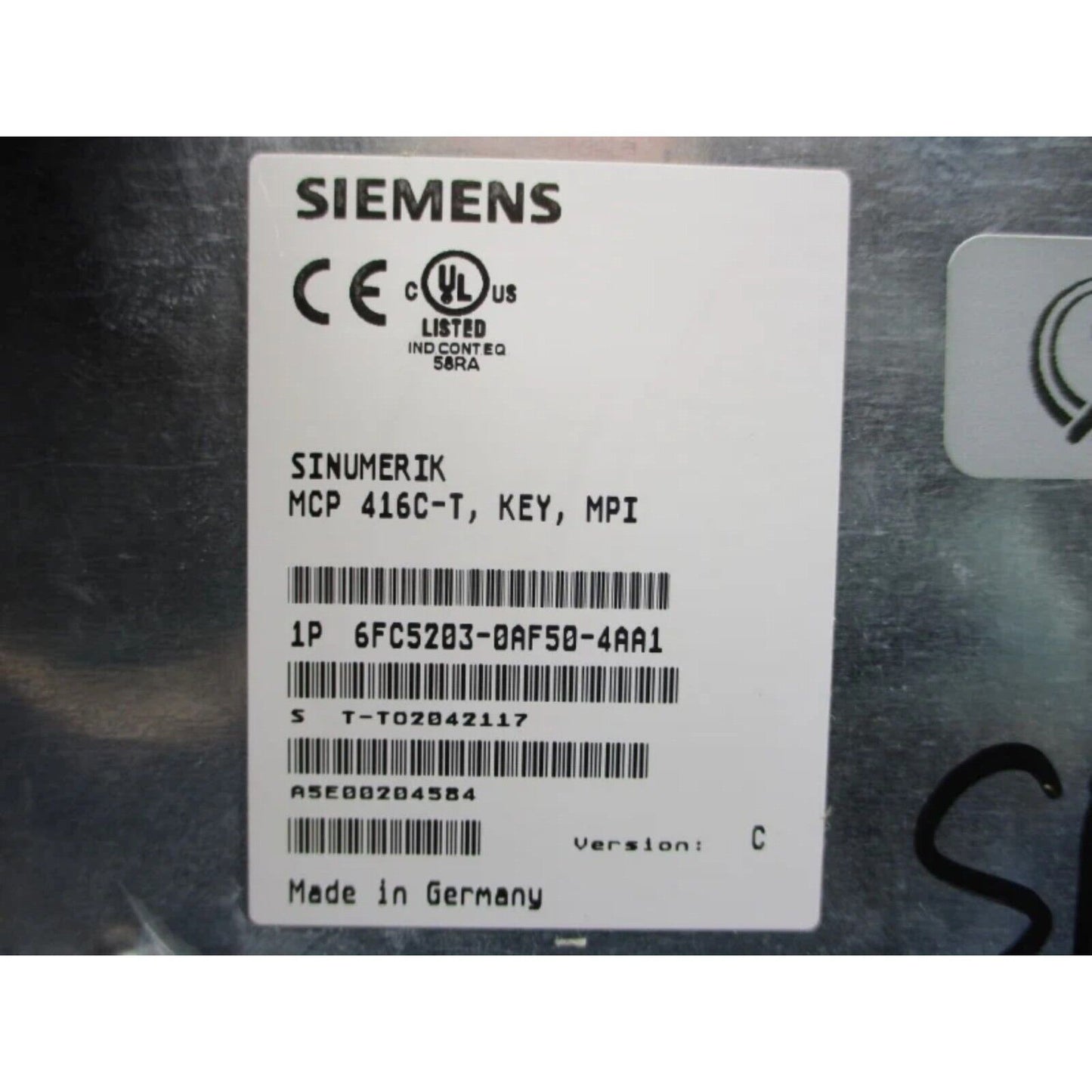 PLC | Siemens | 6FC5 203-0AF50-4AA1 6FC5203-0AF50-4AA1 MCP416C-T Operating Keyboard