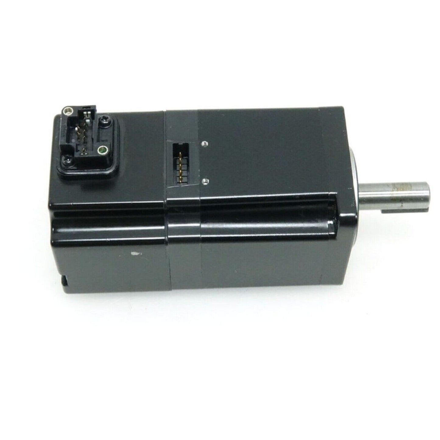 YASKAWA SGMJV-01A3A61 AC Servo Motor, black industrial motor with connectors and shaft, product for industrial automation.