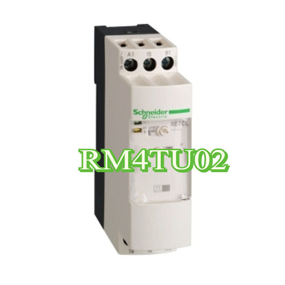 Schneider RM4TU02 3-phase Voltage Monitoring Relay, white and black, front view