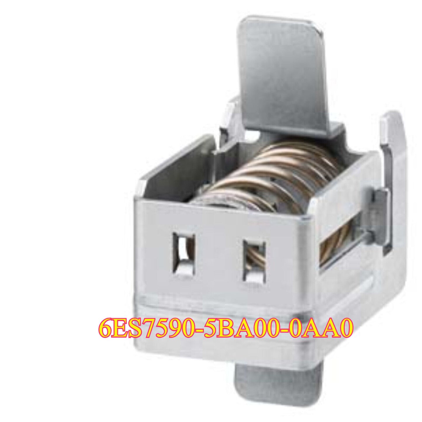 Siemens S7-1500 shield terminal 6ES7 590-5BA00-0AA0, metallic component with spring.