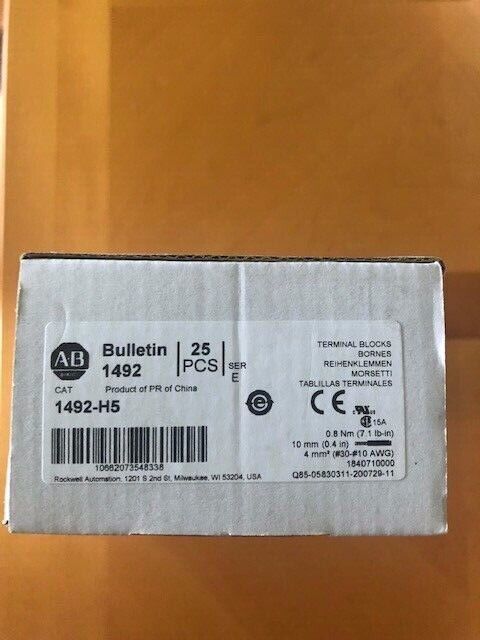 1pcs New Allen-Bradley 1492-H5 Fusible Terminal Block Red LED US ! AB