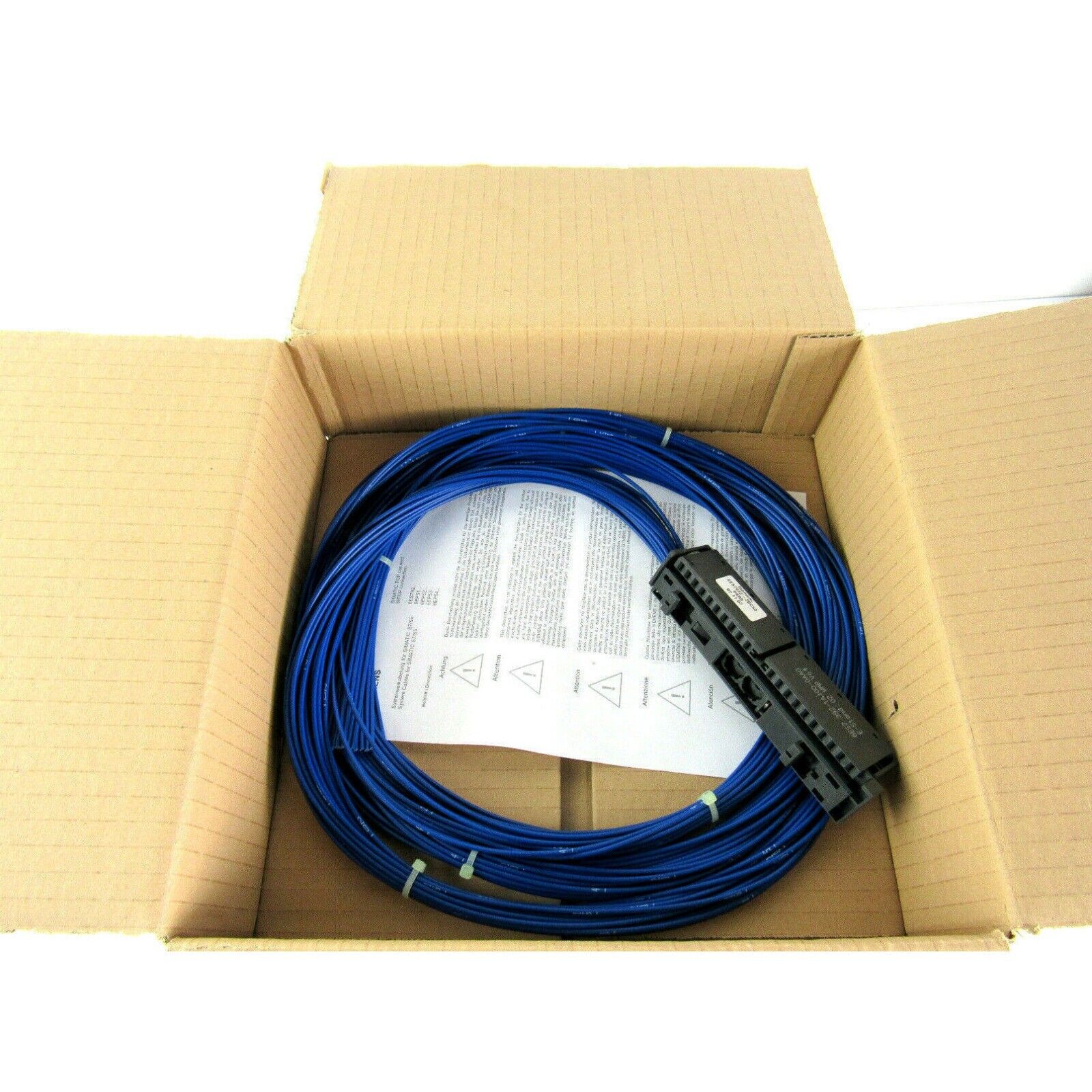 Siemens S7-300 Front Connector Kit with blue cables in box, automation parts.