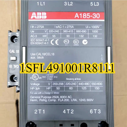 ABB A185-30 AC Contactor with specifications, 24V 110V 220-230V voltage options, industrial automation part, 1SFL491001R811-1