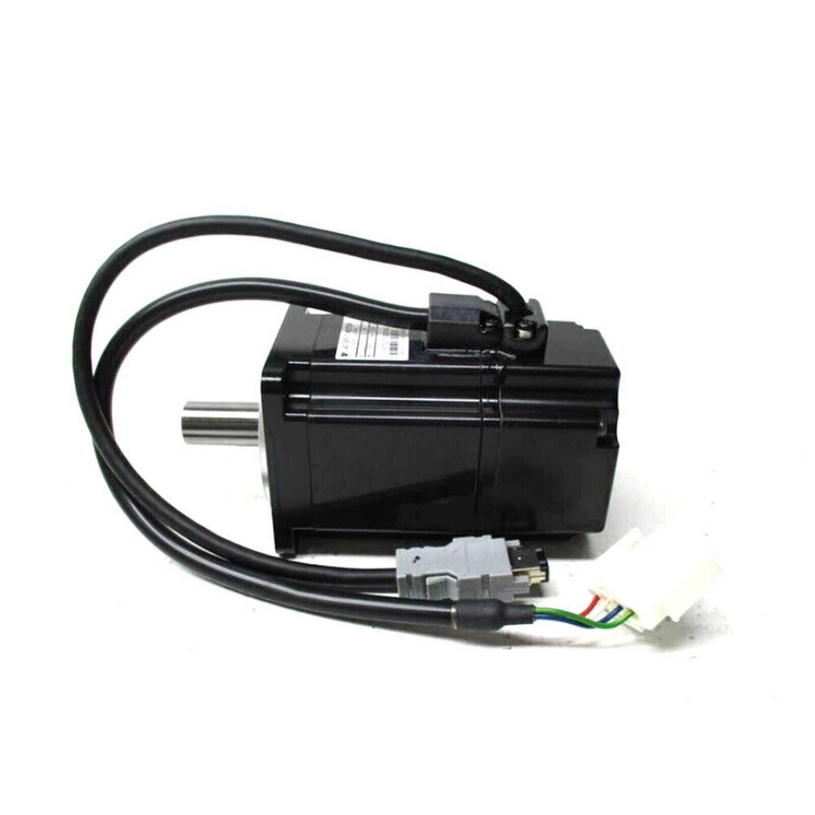 YASKAWA SGMAH-02AAF41 servo motor, black with attached cables and connectors, industrial automation part, new in box.