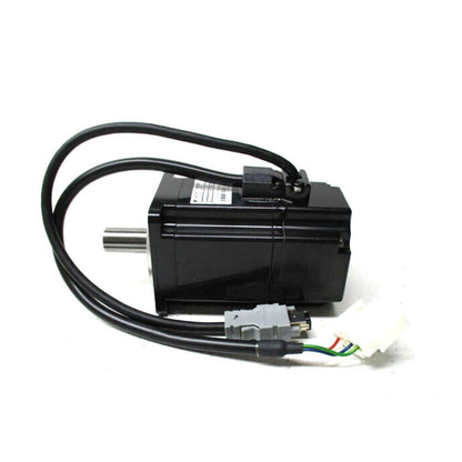 YASKAWA SGMAH-02AAF41 servo motor, black with attached cables and connectors, industrial automation part, new in box.