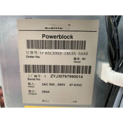 Siemens 6SL3353-1AG35-5AA0 Powerblock Label, 550A, Industrial Automation Part