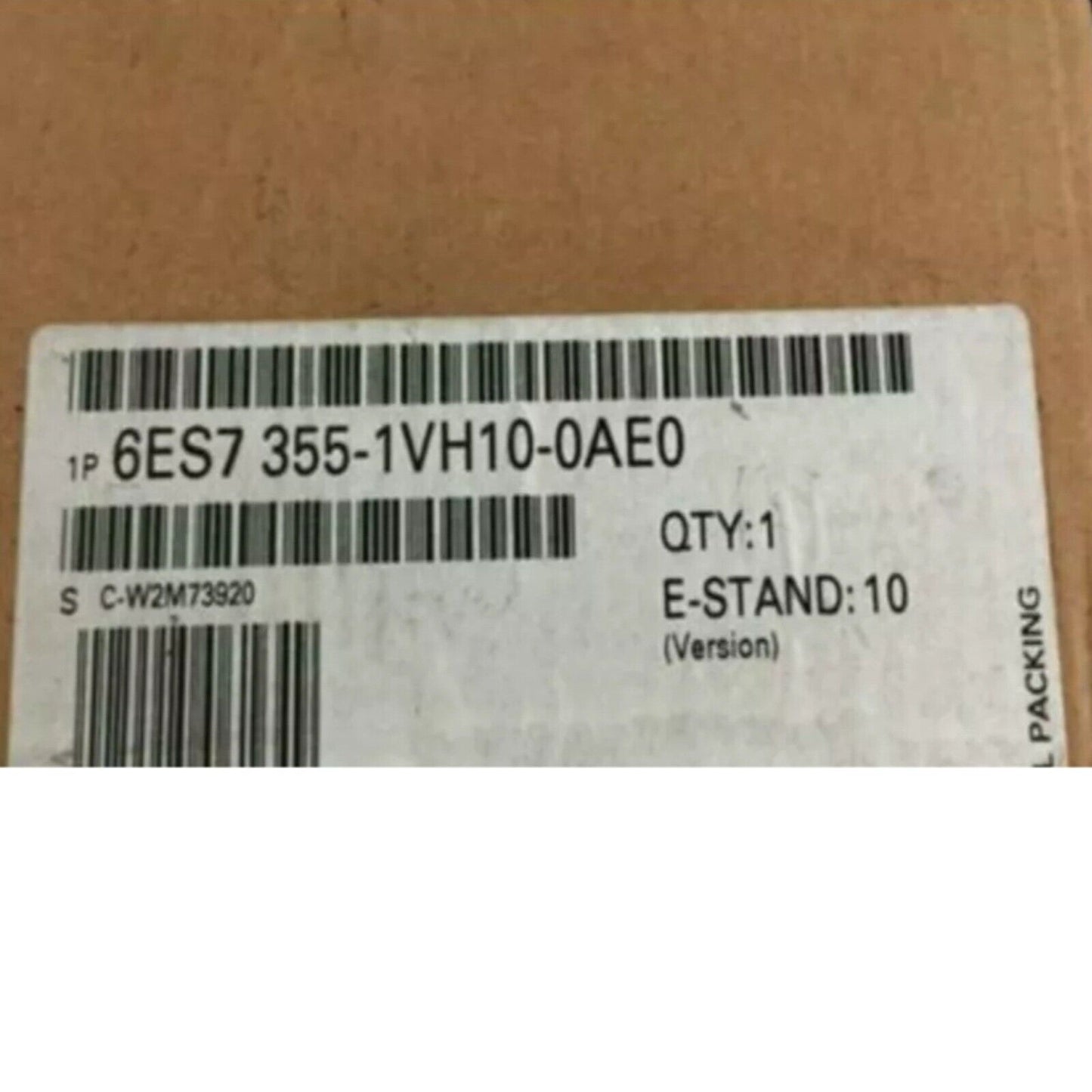 Siemens S7-300 Control Unit product label with product code 6ES7 355-1VH10-0AE0 and quantity details.