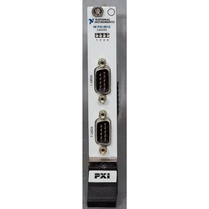 National Instruments PXI-8512 CAN/HS interface module, front view. Featuring ports, connectors, and PXI interface.