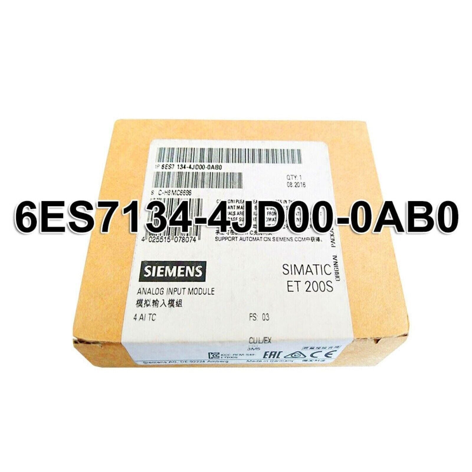 Siemens 6ES7134-4JD00-0AB0 DP Electronics Module, Analog Input Module for Industrial Automation