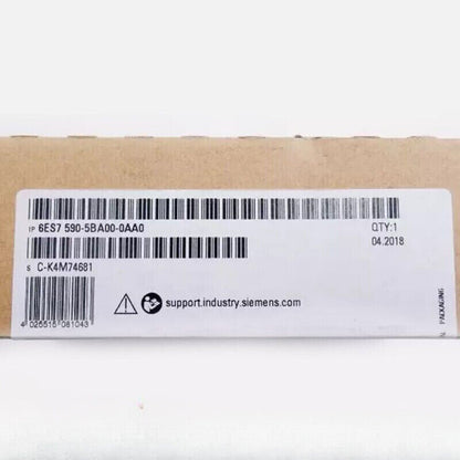 Siemens S7-1500 product label with part number 6ES7 590-5BA00-0AA0 and barcode.