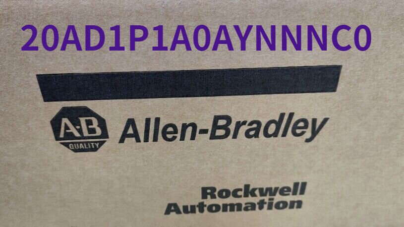 Allen-Bradley PowerFlex 70 AC Drive product code 20AD1P1A0AYNNNC0 on a cardboard box, Rockwell Automation.
