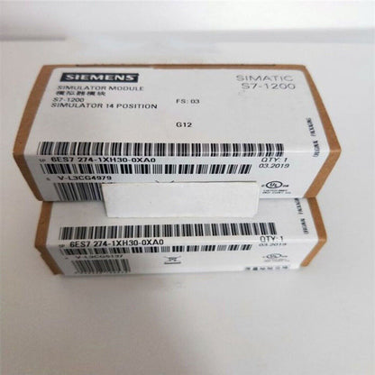 Siemens SIMATIC S7-1200 simulator module packaging. Model 6ES7274-1XH30-0XA0 for industrial automation.
